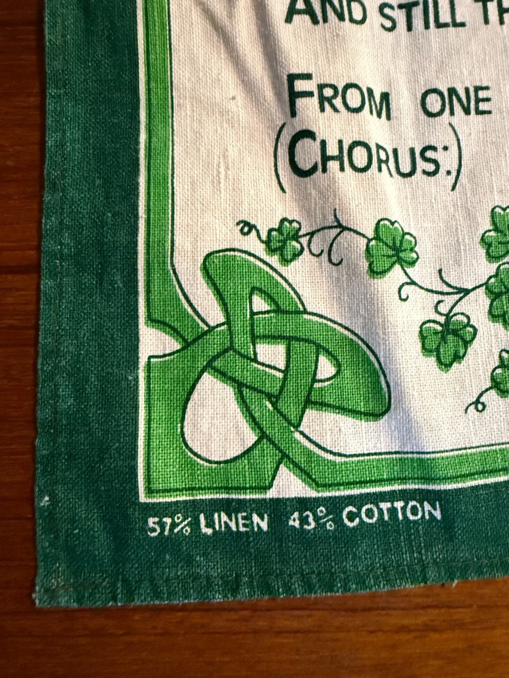 Vintage ‘The Dear Little Shamrock' Irish linen souvenir Tea Towel from Ireland
